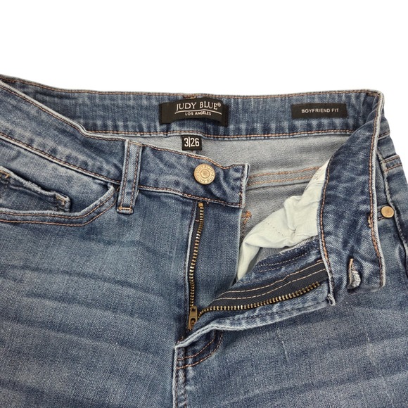 Judy Blue Boyfriend Fit Jeans Womens Size 3/26 Distressed Medium Wash Denim - Picture 4 of 8